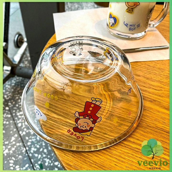 veevio-ชามแก้ว-และ-ถ้วยน้ำมีหูจับ-ลายการ์ตูนน่ารักๆ-tableware