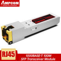 AMPCOM ตัวรับส่งสัญญาณทองแดงอีเทอร์เน็ต1.25G SFP-T ถึง RJ45,850nm MMF 1000BASE-T โมดูล SFP สำหรับ Cisco H3C HUAWEI TP-Link และ Mor