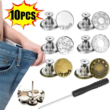 10Pcs Metal Jeans Buttons 17mm Replacement No-Sewing Screw Button Repair  Kit Nailless Removable Jean Buckles Clothing Pants Pins