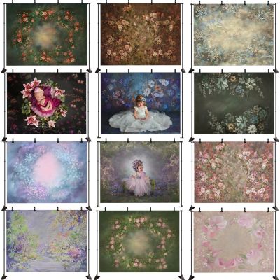 Vintage Blue Floral Background for Photography Newborn Baby Kids Abstract Fantasy Child Photographic Backdrops For Photo Studio