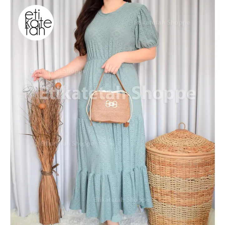 BEST SELLER Amelia Eyelet Bangkok fabric Maxi Dress up to XL korean