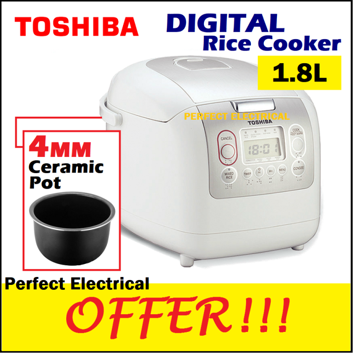 Toshiba 1.8L RC-18NMFIM Digital Rice Cooker with 4mm Non Stick Inner ...