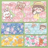 ดอกไม้ Tulip ขนาดใหญ่ Kawaii Mouse Pad แผ่นรองเม้าส์อะนิเมะน่ารัก