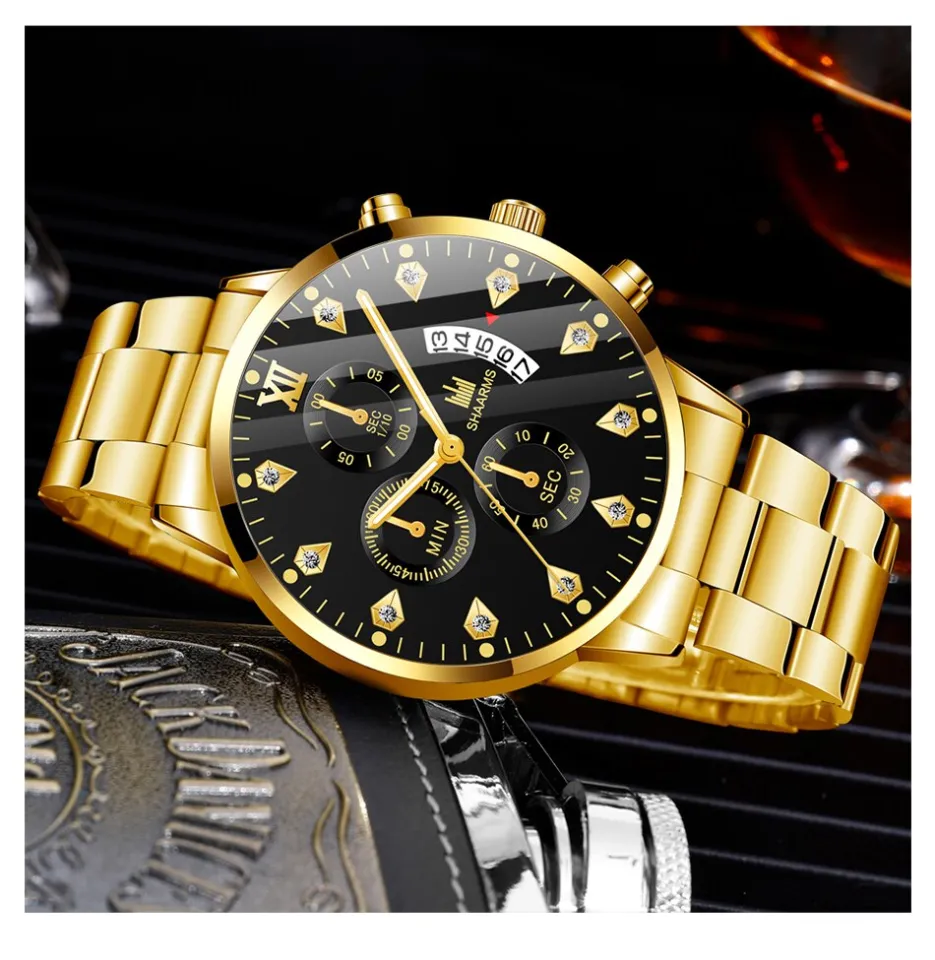 Mens Fashion Business Quartz Watch Fashion Fake Three Eye Six Pin