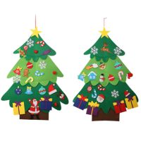 2Pcs DIY Felt Christmas Tree Decorations Set Kids New Year Gifts Christmas Gifts Home Door Wall Hanging Ornaments Xmas Tree Decorative