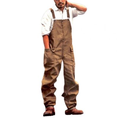 ‘；’ Mens Overalls Baggy Jeans Trousers Jumpsuits Men Overalls Pants Pockets One-Piece Long Pants Loose Cargo Jumpsuit Streetwear