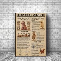 Retro Dog Poster Wall Art Goldendoodle Animal Knowledge ของขวัญที่สมบูรณ์แบบสำหรับคนรักสุนัข