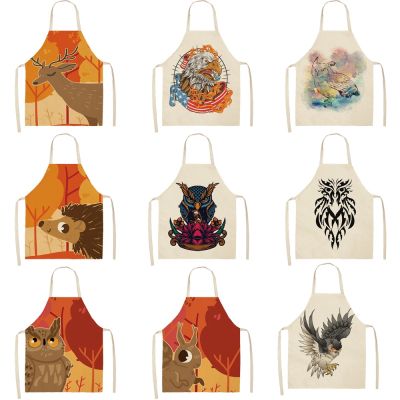 【CW】 Parent-child Apron Cartoon Printed Sleeveless Cotton Aprons for Men Cleaning Tools
