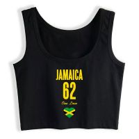 Crop Top Female Jamaica 62 One Love Jamaican Flag Caribbean Design Vintage Print Tops Women