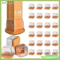 SFAJAI 24 PCS รู้สึกเหมือนอยู่ ตัวป้องกันขาเก้าอี้ สี่เหลี่ยมสี่เหลี่ยม โปร่งใสโปร่งใส แผ่นรองเฟอร์นิเจอร์ ไม่มีรอยขีดข่วนและลดเสียงรบกวน ซิลิโคนทำจากซิลิโคน ปลอกขาเฟอร์นิเจอร์ พื้นไม้เนื้อแข็ง