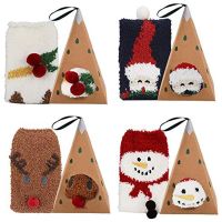 4 Pairs Christmas Stockings Holiday Fluffy Plush Slipper Socks Cozy Xmas Sock Winter Warm Thick Home Socks Gifts Socks Tights