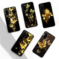 124GT Golden Butterflies อ่อนนุ่ม เคสโทรศัพท์ หรับ OPPO  ปก (Black)