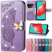 Leather Wallet Butterfly Flower Case For Samsung Galaxy A02S A12 A22 A32 A51 A52 A71 A72 S23 S23 Plus S22 Plus S21 FE S20 Ultra