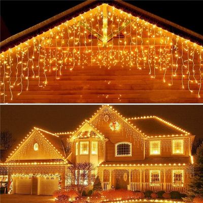5M LED Curtain Icicle String Lights Christmas Garland Fairy Light Droop 0.4-0.6m Garden Street Eaves Outdoor Decorative Light
