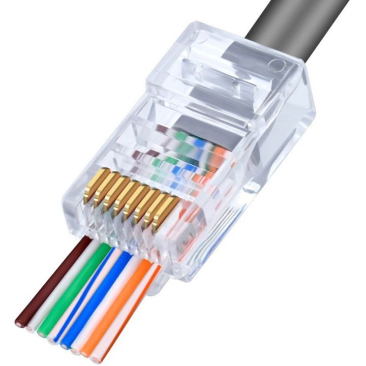 100ชิ้นเครือข่ายผ่านการเชื่อมต่อ-rj45-cat6-cat5e-lan-utp-เคเบิ้ลเสียบเครื่องมือฟรี-cat6การติดตั้งสายเคเบิลเชื่อมต่อ