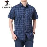 เสื้อเชิ้ตผู้ชาย PLOVER เสื้อแขนสั้น ลายตารางหมากรุก Plus Size M-5XLTH