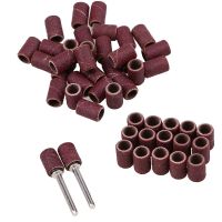 50pcs Sanding Drum Set 320 Grit Drum Sanding Bands Sleeves 2pcs Mandrels Sandpaper Rotary Tool For Wood Polishing