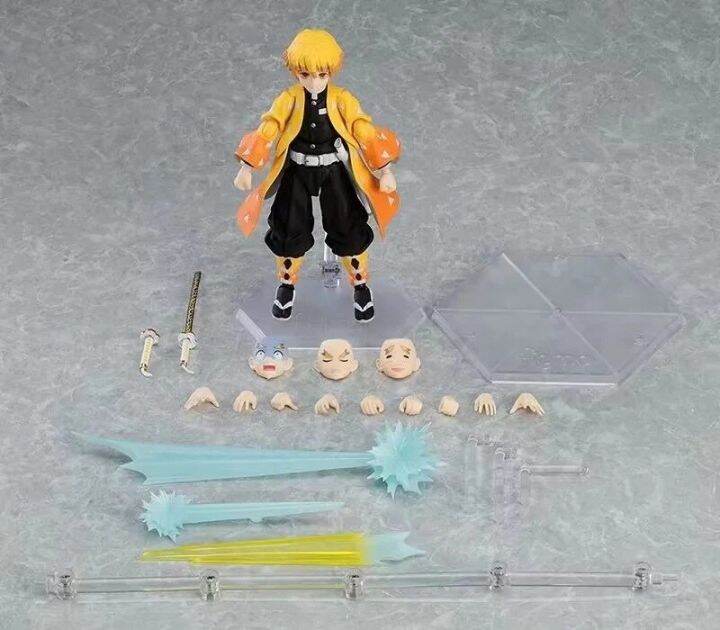 โมเดลตุ๊กตาขยับแขนขาได้พีวีซี14ซม-สำหรับ-demon-slayer-agatsuma-zenitsu-figma-dx-522