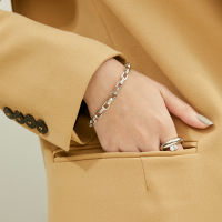 SWAN - Baguette Chain Link Bracelet สร้อยข้อมือโซ่เงินแท้ ฝังเพชรคิวบิกเซอร์โคเนีย cubic zirconia ทรงเหลี่ยม