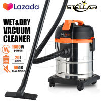 InnTech เครื่องดูดฝุ่น 20 ลิตร 1,800 วัตต์ Wet &amp; Dry Vacuum Cleaner รุ่น ITW-20L เครื่องดูดฝุ่นอุตสาหกรรม เครื่องดูดฝุ่นใช้งานในบ้าน พลังงานสูง เครื่องดูดฝุ่นในบ้าน มีระบบเป่าแห้ง อุตสาหกรรม ถังโลหะ เปียก แห้ง