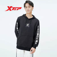 XTEP เสื้อสเวตเตอร์มีฮู้ดของผู้ชาย,เสื้อกีฬาลำลองทรงหลวมเสื้อสวมคอมีฮู๊ดแฟชั่นปักอบอุ่น879329930239