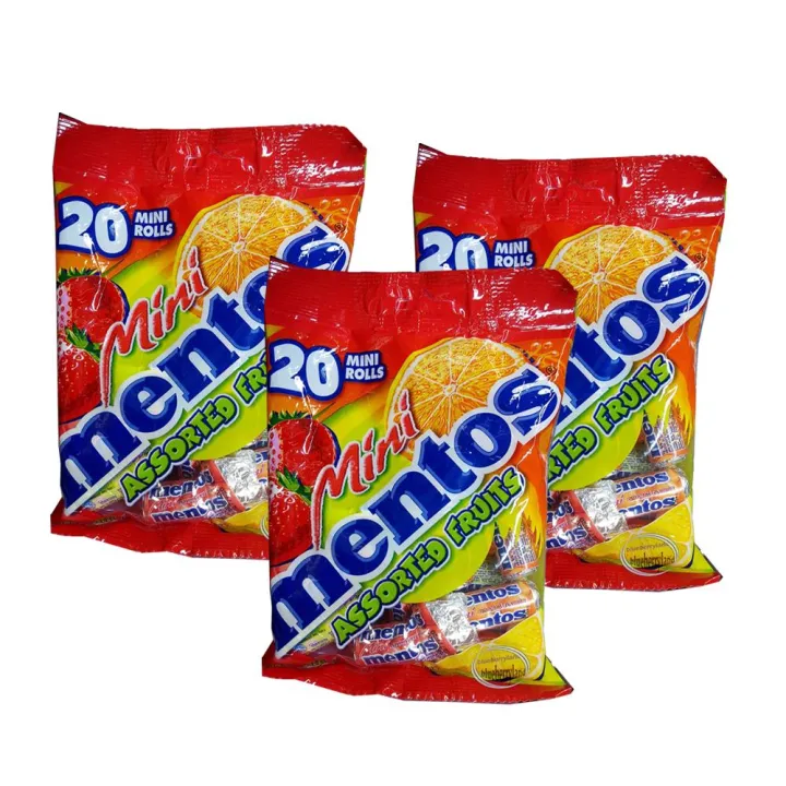 Mentos Mini Rolls Assorted Fruits 3 Pack (20's per pack) | Lazada PH