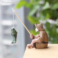 Fishing Old Man Resin Figure Statue Sitting Garden Aquarium Ornament Fisherman Scene Pool Micro-Landscape Bonsai Garden Craft