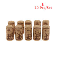 ?【Lowest price】MH 10ชิ้น/เซ็ต Wine stoppers STRAIGHT wood corks ขวด plug Bar เครื่องมือครัว