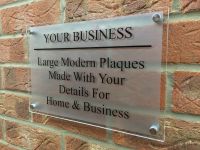 Customize MODERN BUSINESS PLAQUE LARGE A4 HOUSE SIGN GLASS ACRYLIC OFFICE/COMMERCIAL Wall Stickers Decals