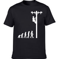 Evolution Of Lineman เสื้อยืดของขวัญวันเกิดตลกสำหรับช่างไฟฟ้าผู้ชายพ่อพ่อสามีแขนสั้น O คอผ้าฝ้าย T เสื้อคุณภาพสูง