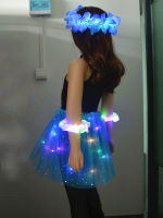 Children Princess Flower Fairy Costume Light Up Tutu Led Skirt Glow Cat Ear Bunny Headband Party Cosplay Gift Festival