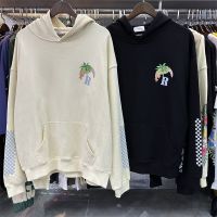 High quality New Rhude Coconut Tree Racing Print Terry Moonlight Hoodie Men Women Oversize Sweatshirts