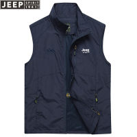 JEEP SPIRIT เสื้อกั๊กผู้ชายสำหรับฤดูใบไม้ผลิและฤดูใบไม้ร่วง,เสื้อกั๊กลำลองบางระบายอากาศสำหรับผู้ชายวัยกลางคนและผู้สูงอายุเสื้อกั๊กแห้งเร็วเสื้อกั๊กสำหรับฤดูร้อนผู้ชาย