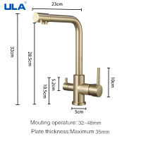 ULA Filtered Kitchen Faucet ss Purifier Faucet Dual Sprayer Drinking Water Mixer Tap Nozzle Sink Mixer Kitchen Gold Tap