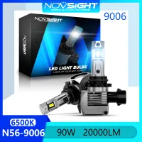 Novsight N56 9006 HB4 หลอดไฟหน้า LED 90W 20000LM 6500K สีขาวไฟ LED ซุปเปอร์ไบร์ท สำหรับรถไฟสูง/ไฟตัดหมอกต่ำ ปลั๊กแอนด์เพลย์ 2 ชิ้นรับประกัน 1 ปีจัดส่งฟรี