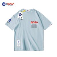 Nasa เสื้อยืดคอกลมครึ่งแขนเนื้อผ้าฝ้ายแท้ทรงหลวมสําหรับผู้ชาย