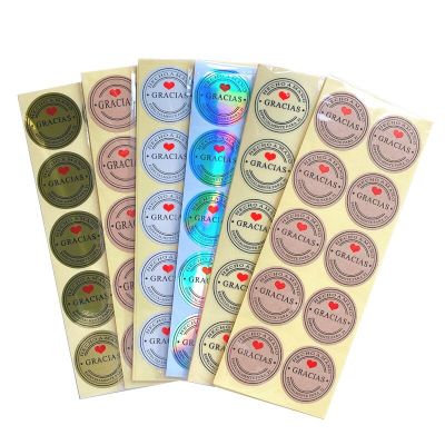 100pcs/pack Kraft Paper Stickers Cowhide sealing sticker GRACIAS seal Labels DIY handmade dia 35mm Stickers Labels