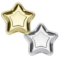 【CW】 10pcs 7inch Disposable Gold/silver Foil Paper Star Plate Christmas Party Birthday Wedding Tableware Set Decoration Suppliers Eco