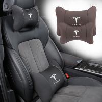 2PCSCar Neck Pillows Memory Foam Headrest Lumbar Cushion For Tesla Model 3 S Y X Waist Seat Cushion Roadster Headrest Pillow