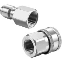 2pcs Fine Workmanship Leak Proof Silver NPT Durable Male Female Convenient High Precision Stainless Steel Quick Connect Anti Fade Sturdy Wear Resistance Pressure Washer Coupler