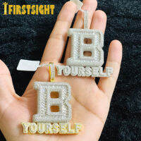 New Iced Out Bling Letters BE YOURSELF Pendant Necklace Two Tone Color CZ Zircon Letter B Necklaces Mens Women Hip Hop Jewelry