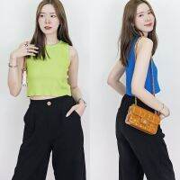 เขียว/น้ำเงิน/น้ำตาล/ดำ ? SLYQ KYLA BASIC KNIT SLEEVELESS TOP เสื้อไหมพรมแขนกุด เนื้อผ้านุ่มนิ่ม