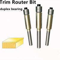 【DT】hot！ 6.35mm Trim Router Bit duplex Trimmer Woodworking Edging end Milling Cutter Tungsten Carbide blade carver 1pc