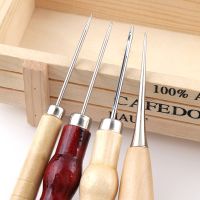 4Pcs/set 4 Styles Boxwood Redwood Gourd Canvas Leather Sewing Shoes Wood Handle Tool Awl Hand Stitching Taper Needle Tool Craft Furniture Protectors