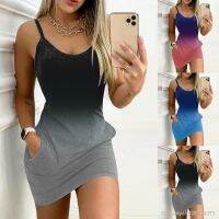 【hot】◆  Fashion Gradient Sling Sleeveless V Beach Dresses Female Womens Streetwear