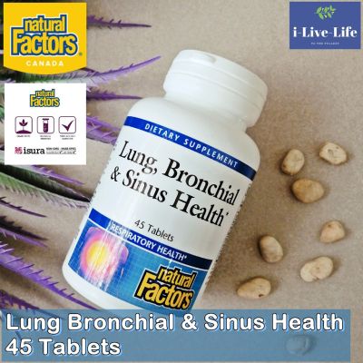 Lung, Bronchial &amp; Sinus Health 45 Tablets - Natural Factor ISURA™ Purity Potency Guaranteed, GMP of the FDA and Health Canada