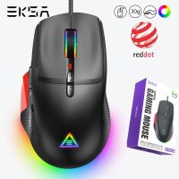 ZZOOI EKSA Wired Gaming Mouse RGB Computer Mouse Adjustable LED Backlit 12000DPI Programmable Ergonomic PC Gamer Lightweigh 30g Mice