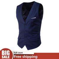 KYUSHUAD ผู้ชายเสื้อกั๊กบางพอดีตัวเสื้อสูทผู้ชายชาย Waistcoat【READY STOCK - คุณภาพสูง】