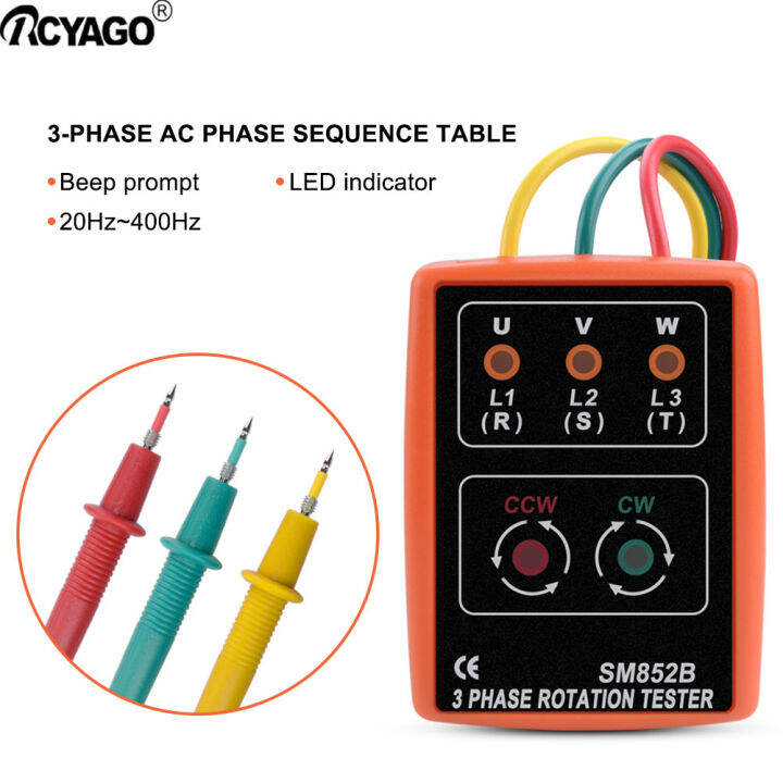 RCYAGO LED 3Phase Sequence Tester Lack Phase Meter Motor Rotation
