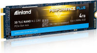 INLAND Performance Plus 4TB PS5 SSD PCIe NVMe 4.0 x 4 M.2 2280 TLC 3D NAND Internal Solid State Drive, R/W Speed up to 7200MB/s and 6800MB/s, 3000 TBW 4TB No Heatsink